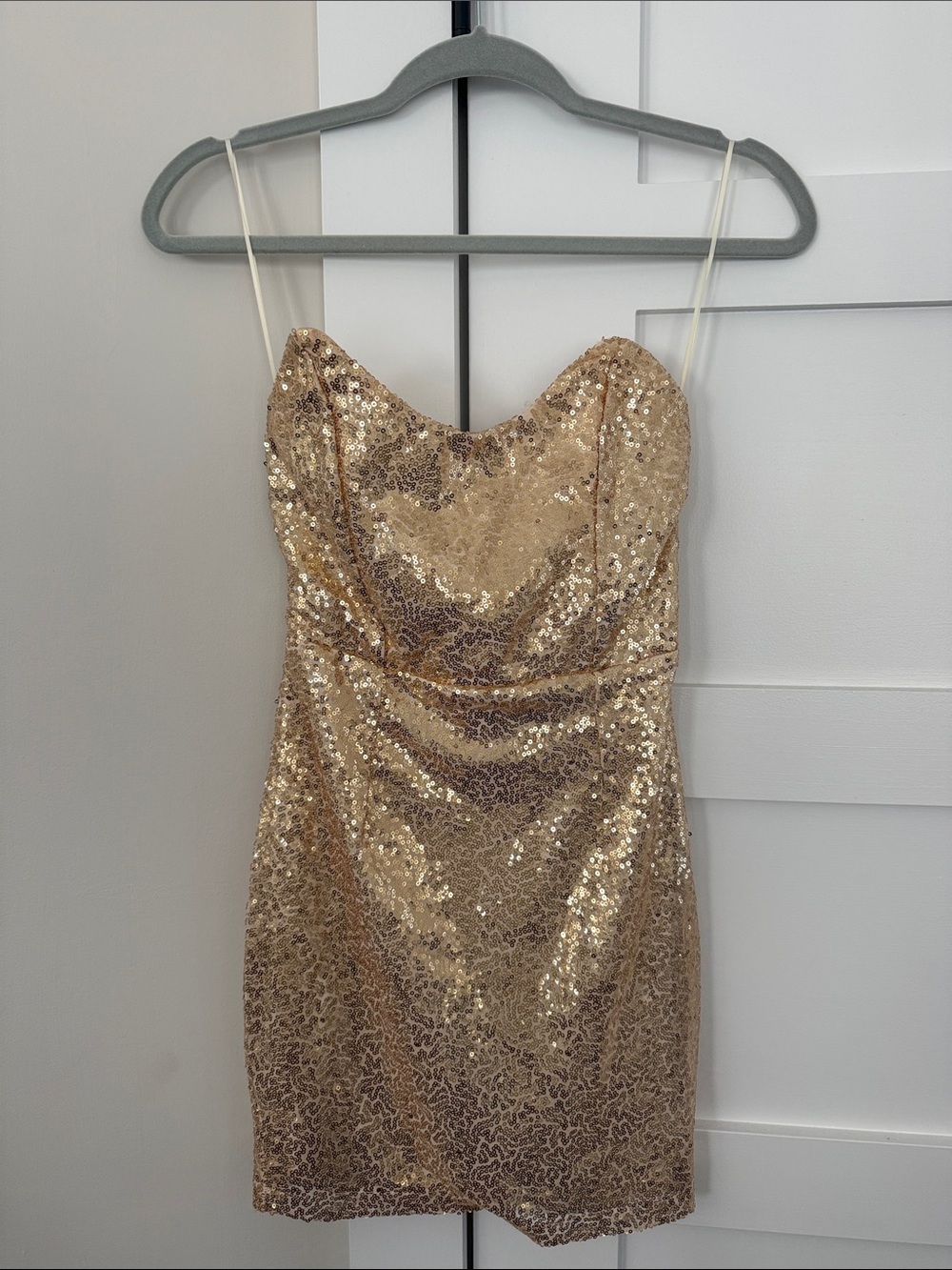 Revolve Superdown Gold Sequin Spaghetti Strap Mini Dress